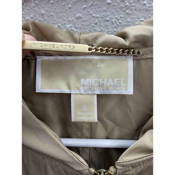 Michael Kors Womens Jacket Size Small Gold Zip Up Hooded Adjustable - Picture 3 of 10